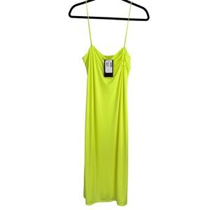 NWT La Superbe Sleeveless Neon Green Midi Bodycon Dress Womens Small AS IS